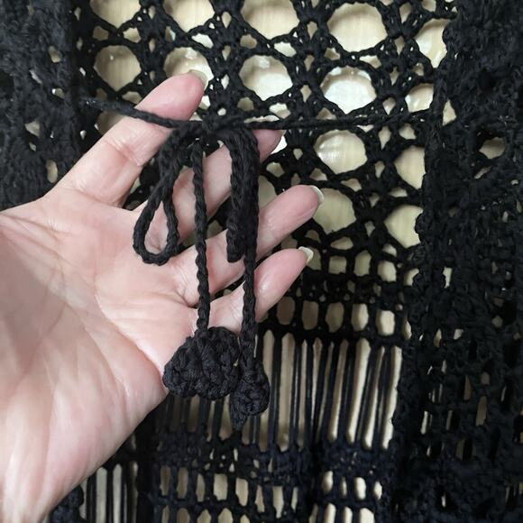 Simply Irresistible Womens Cover Up Sz Small Boho Hippie Beachy Black Crochet - Picture 2 of 9